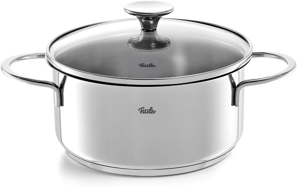 Fissler Copenhagen/Edelstahl-Topfset, 5-teilig, Kochtopf-Set, Töpfe mit Glas-Deckel (3 Kochtöpfe, 1 Bratentopf, 1 Stielkasserolle-deckellos) - Induktion