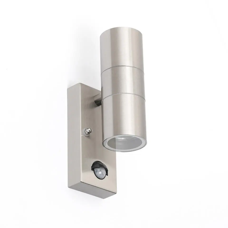 Qazqa buitenlampen met sensor duo zilverkleurig gu10