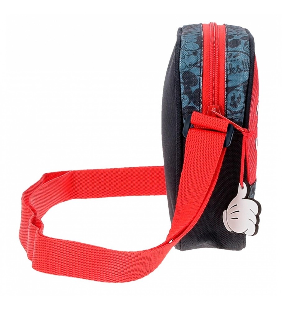 Bolsa de ombro pequena Joumma Bags Mickey Get Moving, vermelha e azul - 18x15x5cm -
