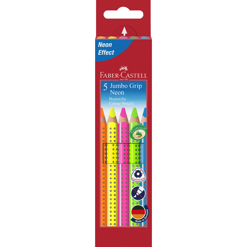 Faber-Castell Farbstifte Jumbo Grip Neon, 5er Set, assortiert