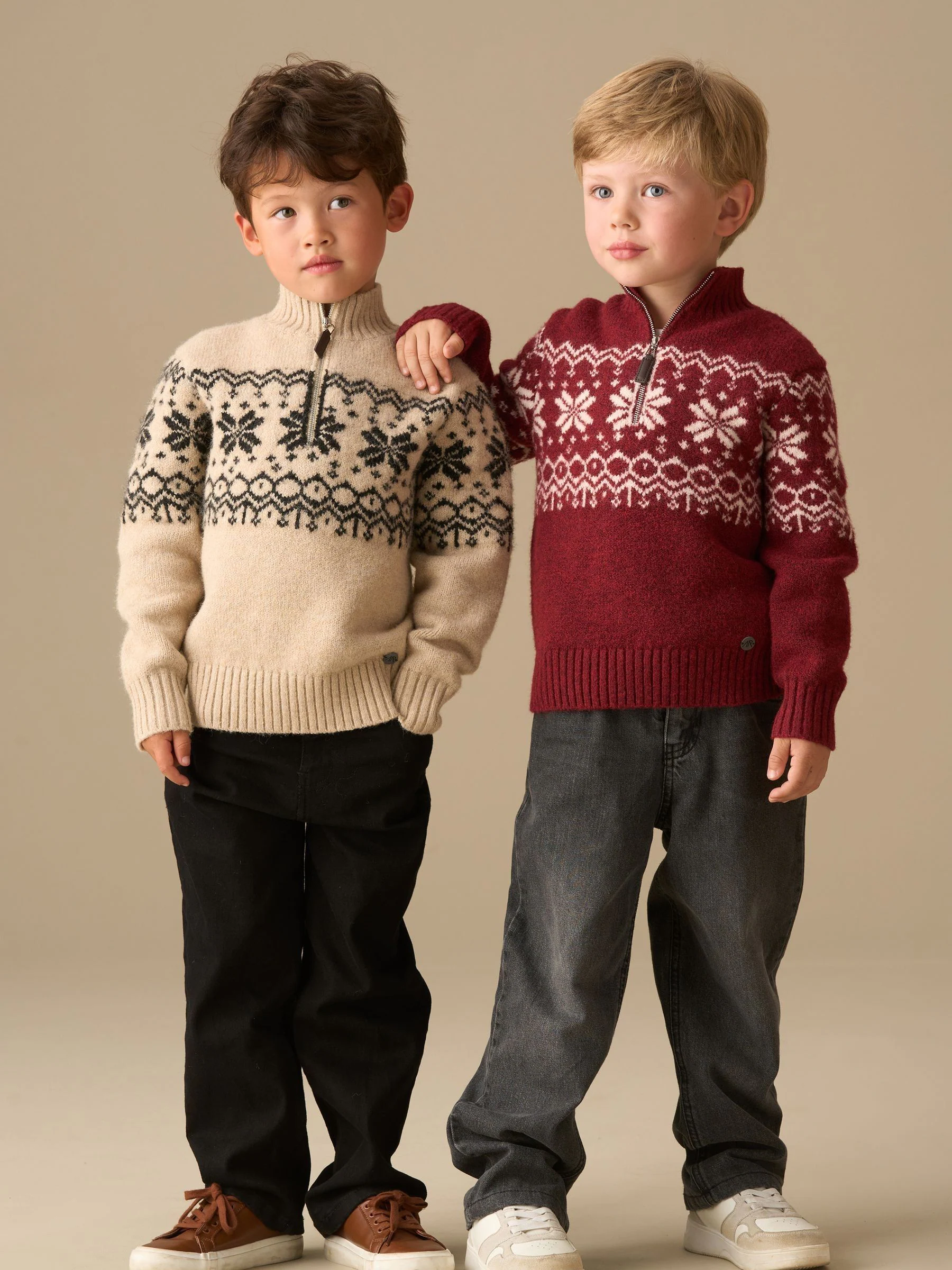Rood - Angel & Rocket Oakley Fairisle trui met ritskraag