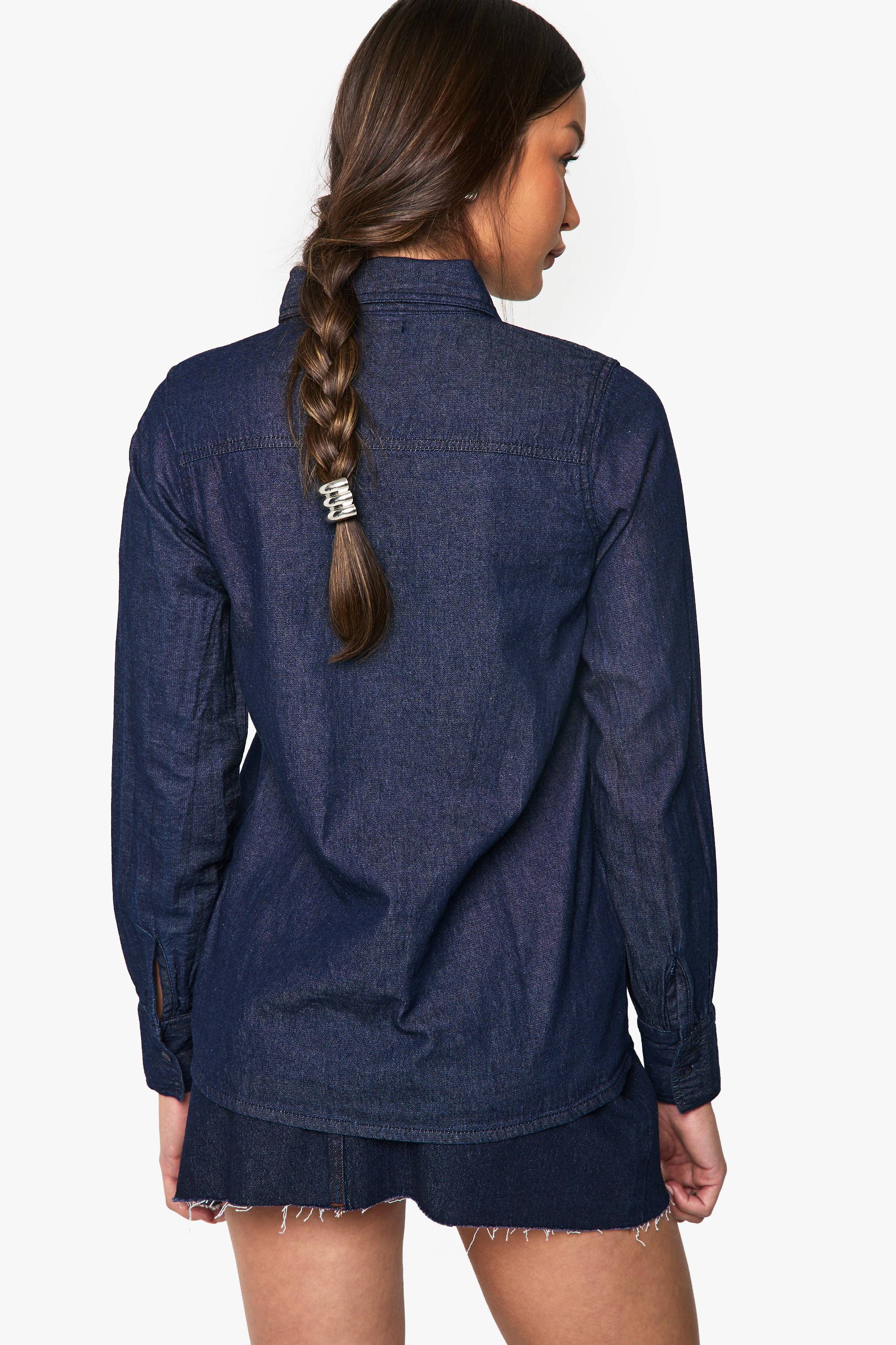 boohoo Chemise Western à manches longues en chambray denim