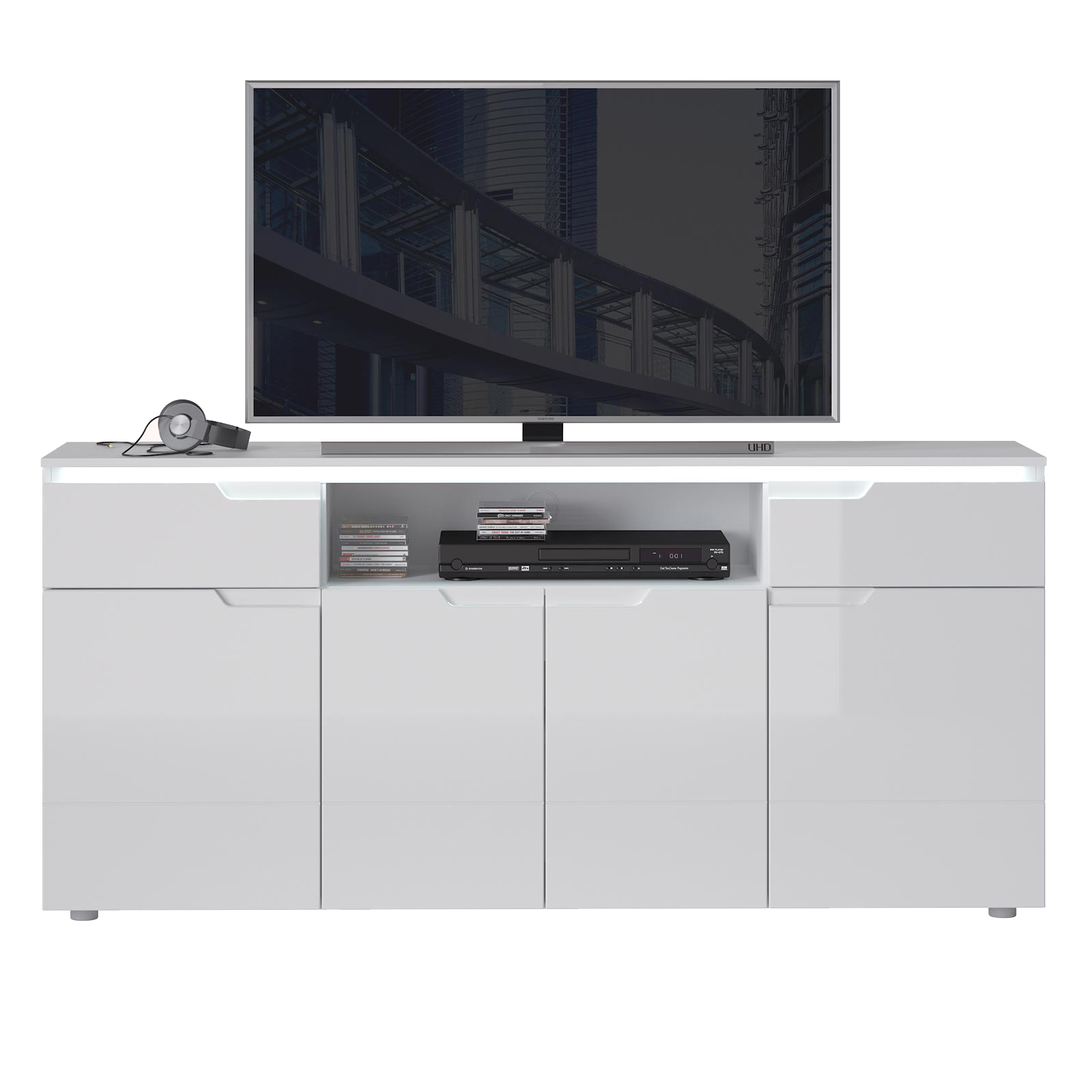 TV-Sideboard HILTON - weiß Hochglanz - 180 cm