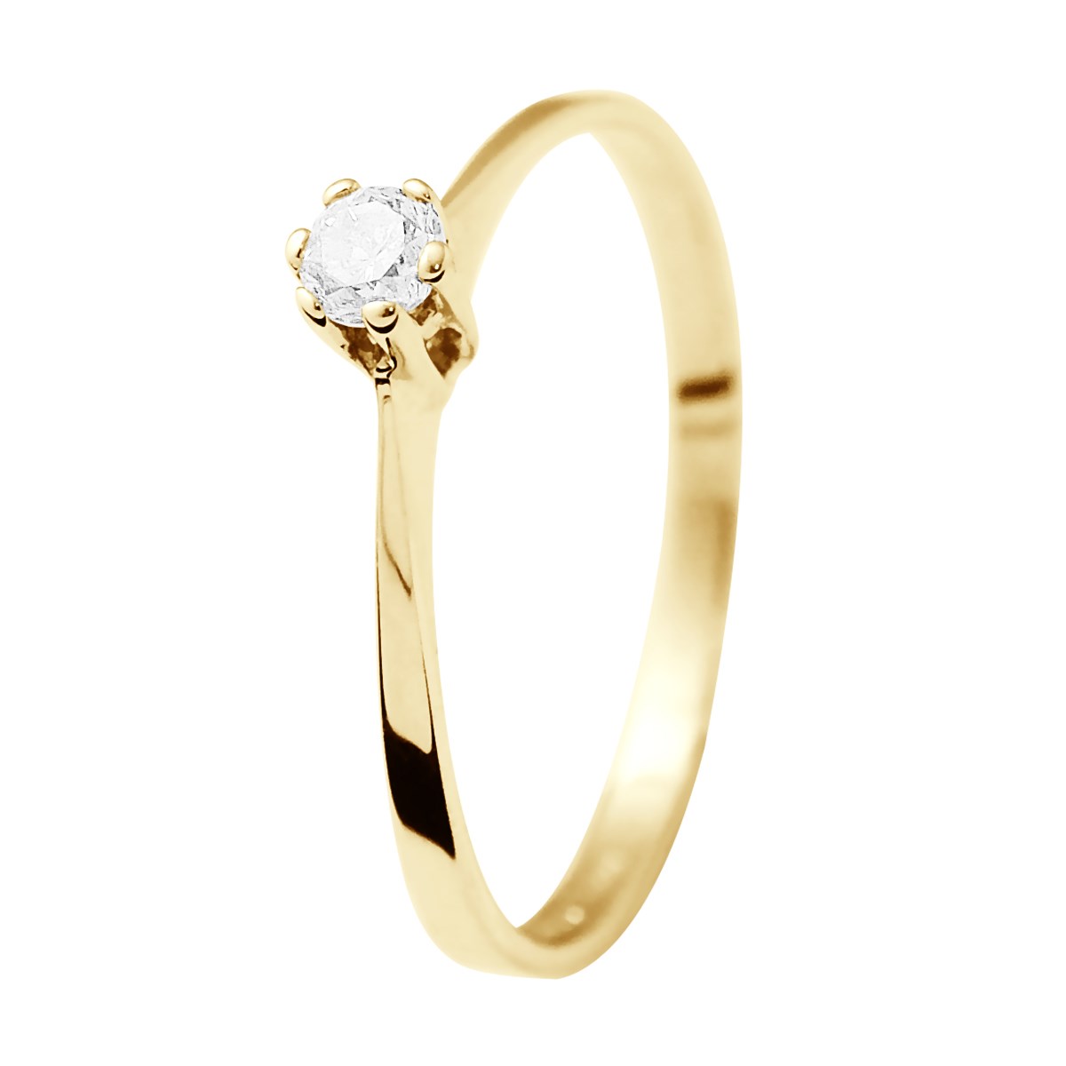 Solitaire Diamant 0,10 Cts 4 Griffes Or Jaune 18 Carats