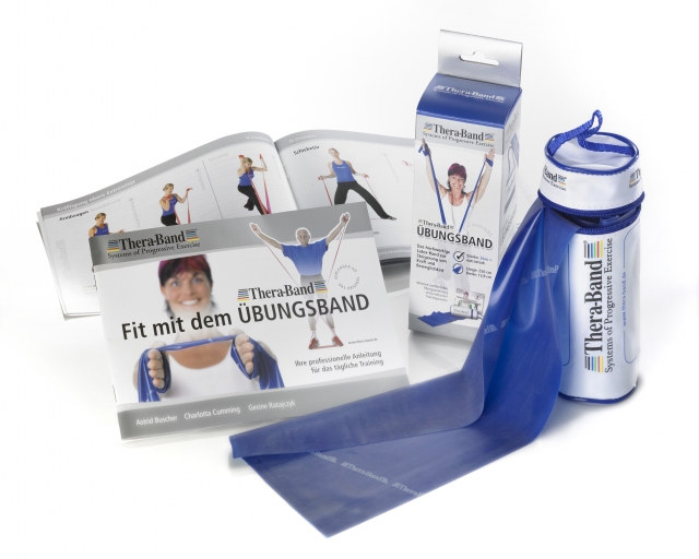 Übungsband in RV-Tasche 2,50 m, extra stark - 1 Band - Blau