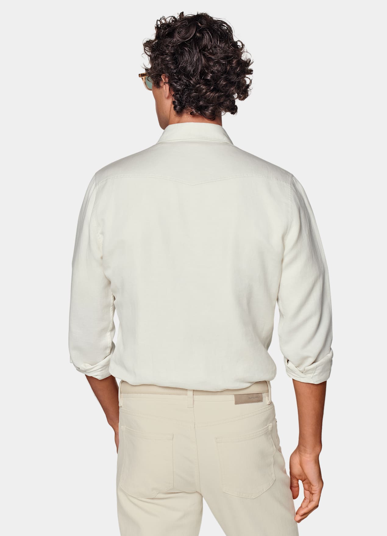Chemise western blanc cassé