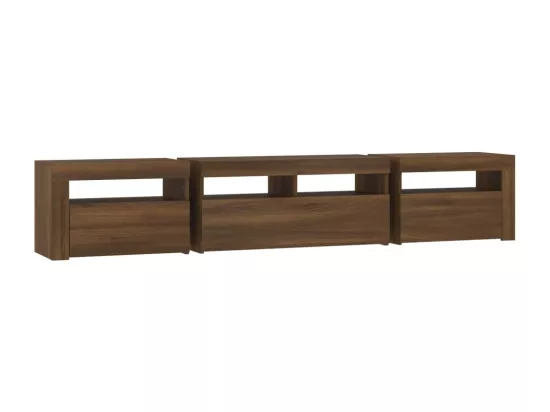 Meuble TV avec lumières LED Chêne marron 210x35x40 cm