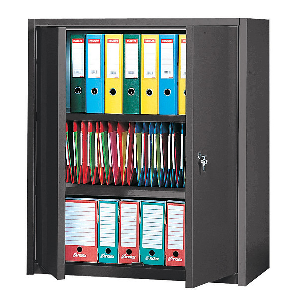 Armoire basse Primo, 2 tablettes, couleur anthracite