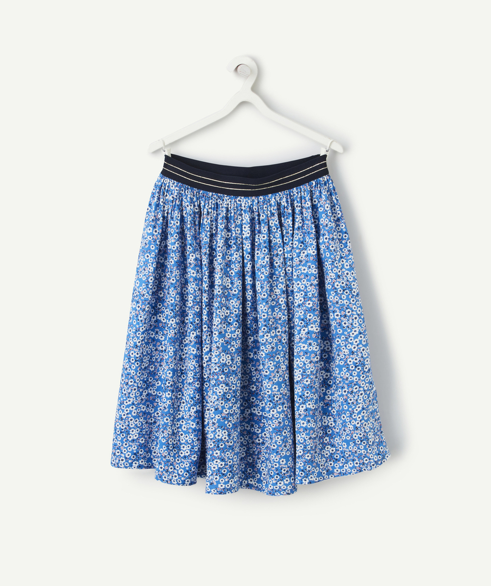 JUPE MI-LONGUE FILLE EN VISCOSE RESPONSABLE AVEC IMPRIMÉ FLEURI