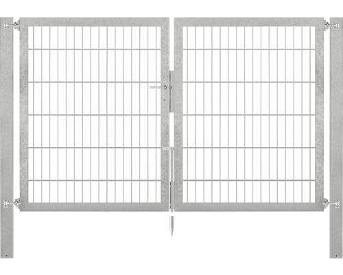 Dubbele poort van metaalgaas, ALBERTS Flexo Plus 8/6/8, 200 x 120 cm, inclusief palen van 8 x 8 cm, thermisch verzinkt