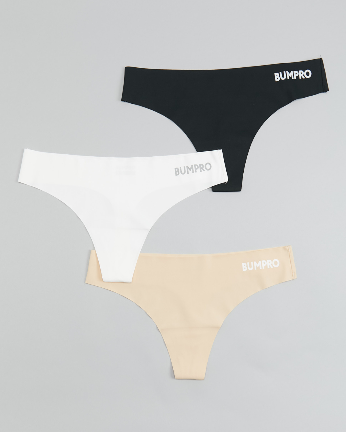 BumPro 3-pack No Show Thong Black\White\Sand