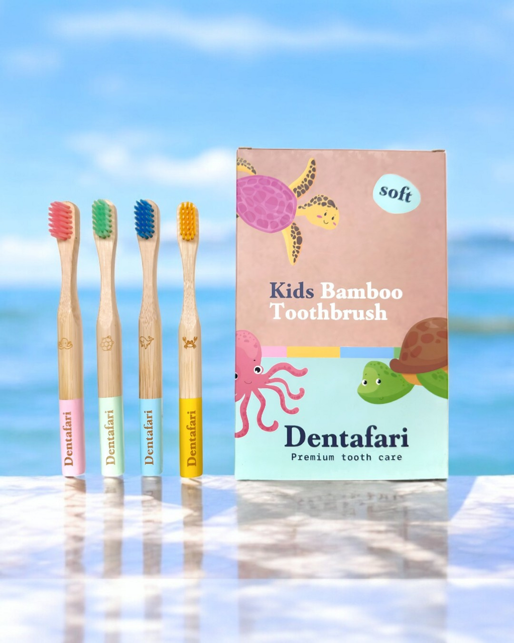 Dentafari  Kids Bamboo Toothbrush 4-Piece Set