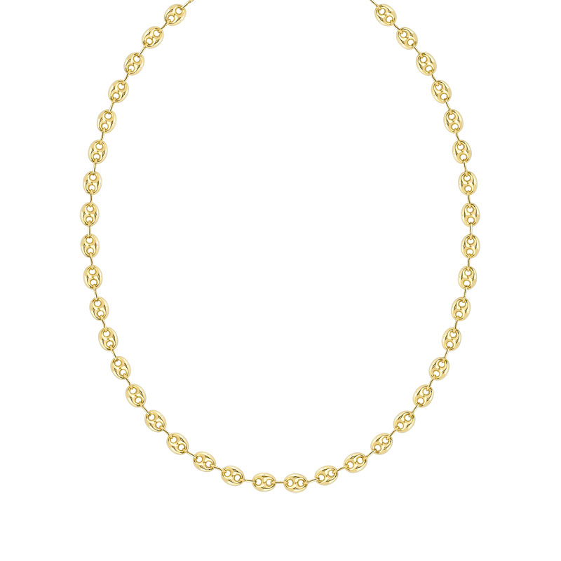 Collier or 375 jaune maille grain de café 50 cm