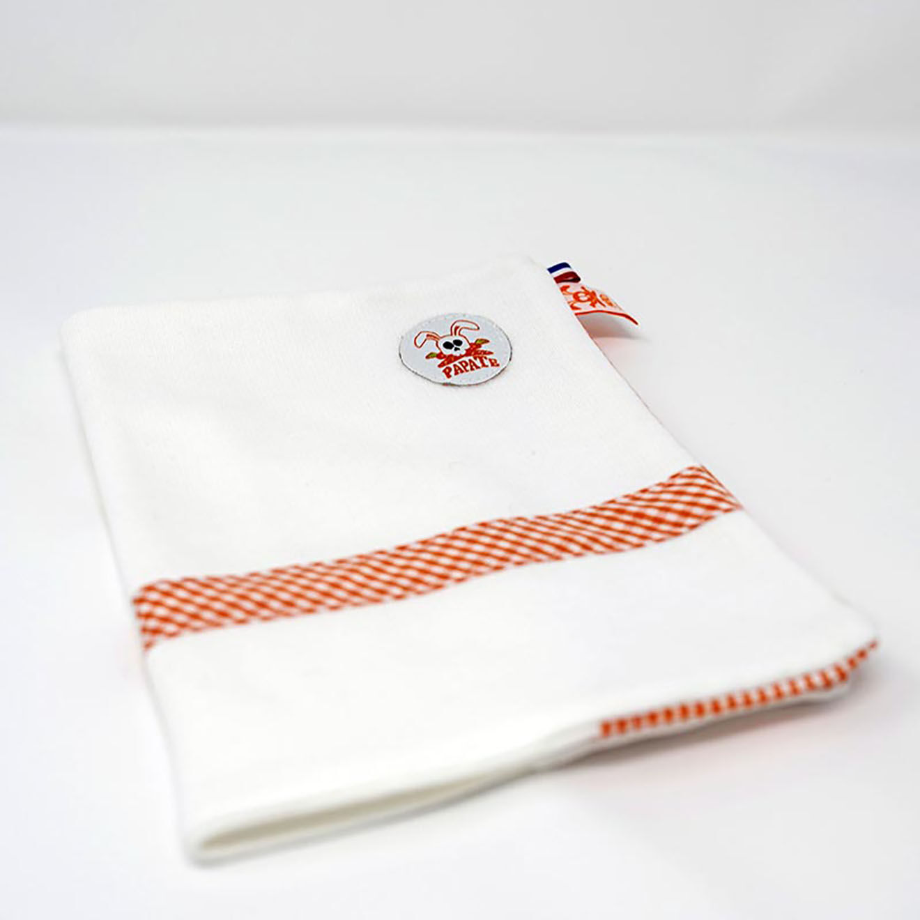 Papate Protège Carnet de Santé en Coton Bio Wooly blanc/vichy - 25x18 cm