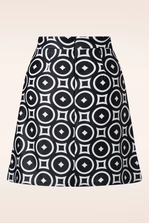 Vintage Chic for Topvintage Bobby geometric retro rok in zwart en wit