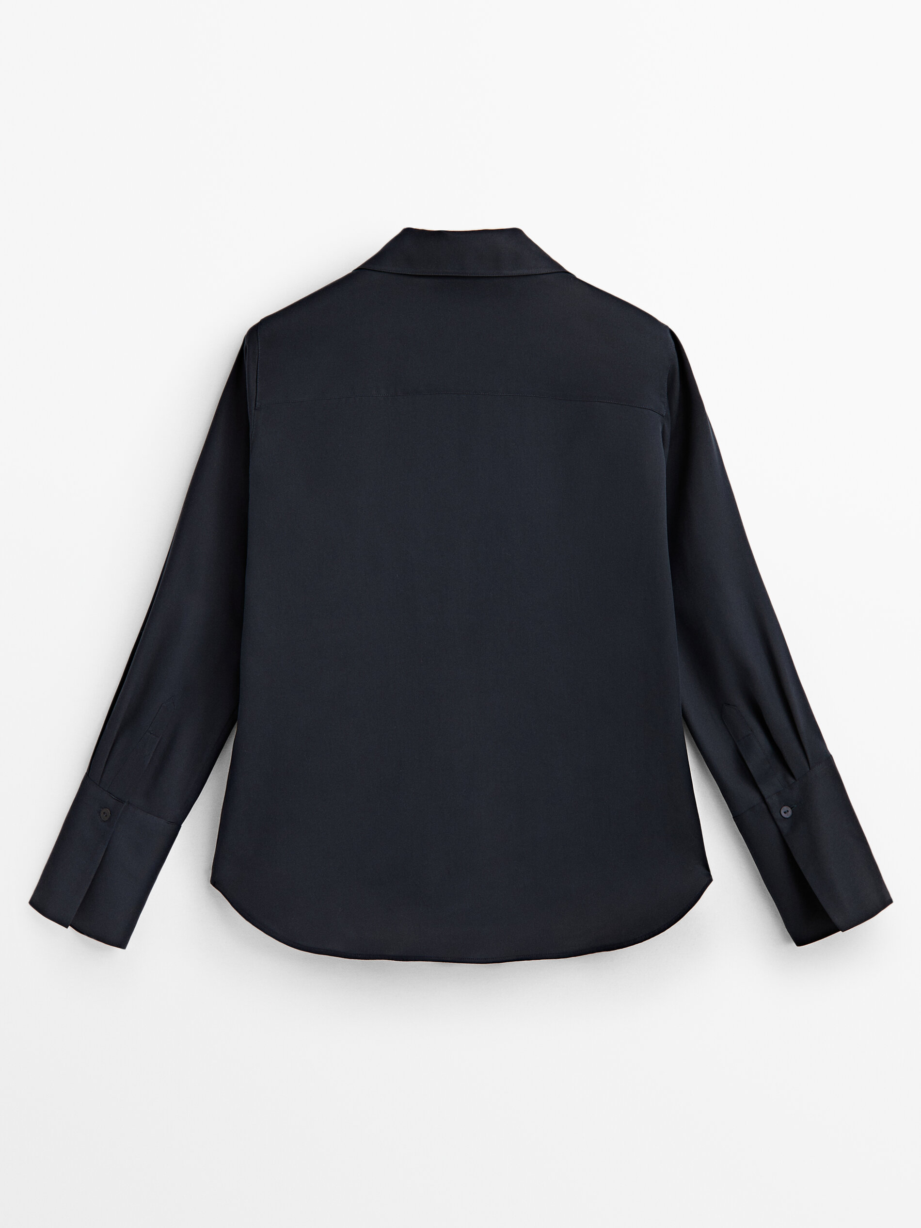 Camisa fluida com bolsos - AZUL ESCURO