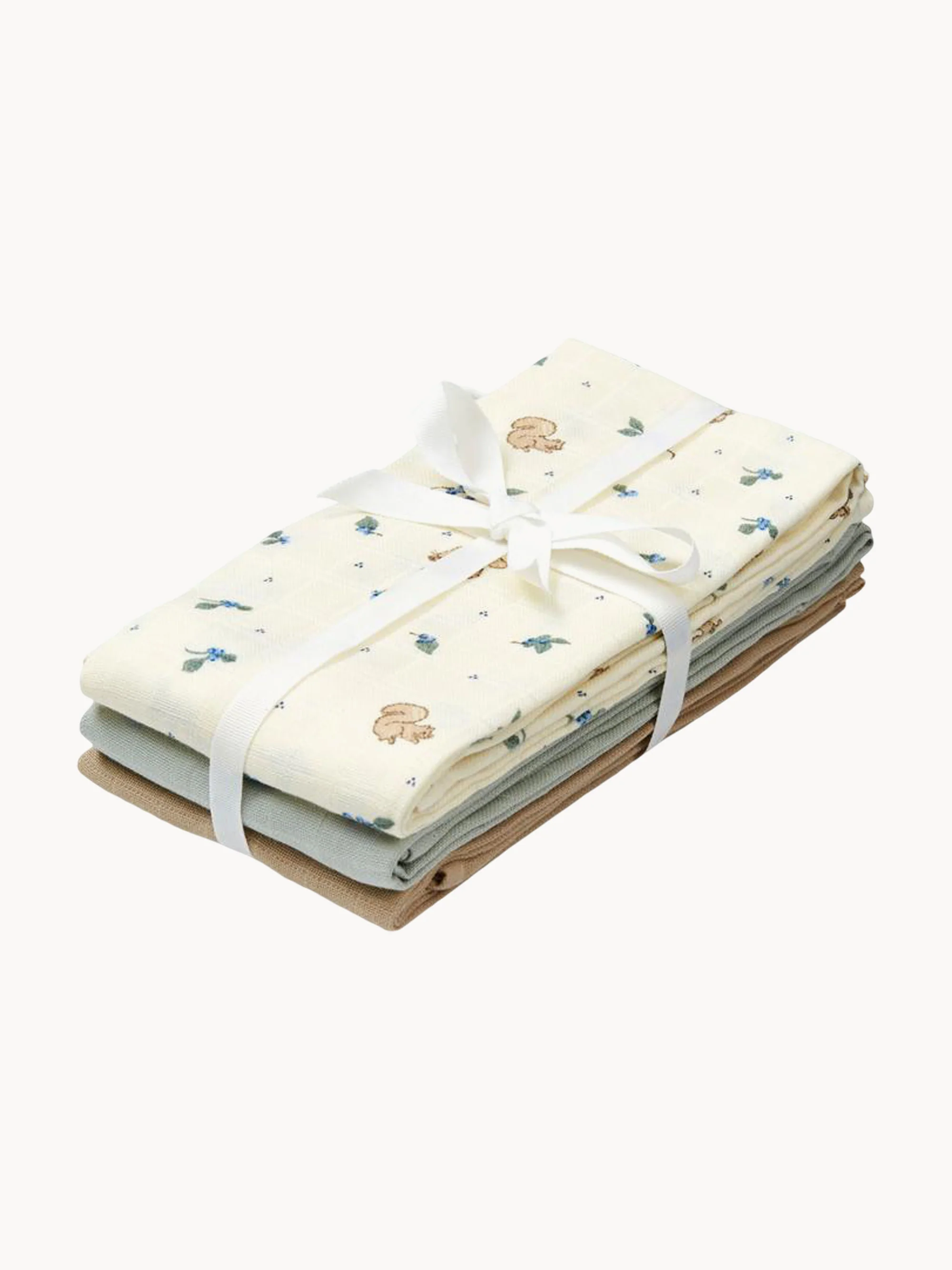 Mousseline doekjes Blueberries van biokatoen, 3-delig
