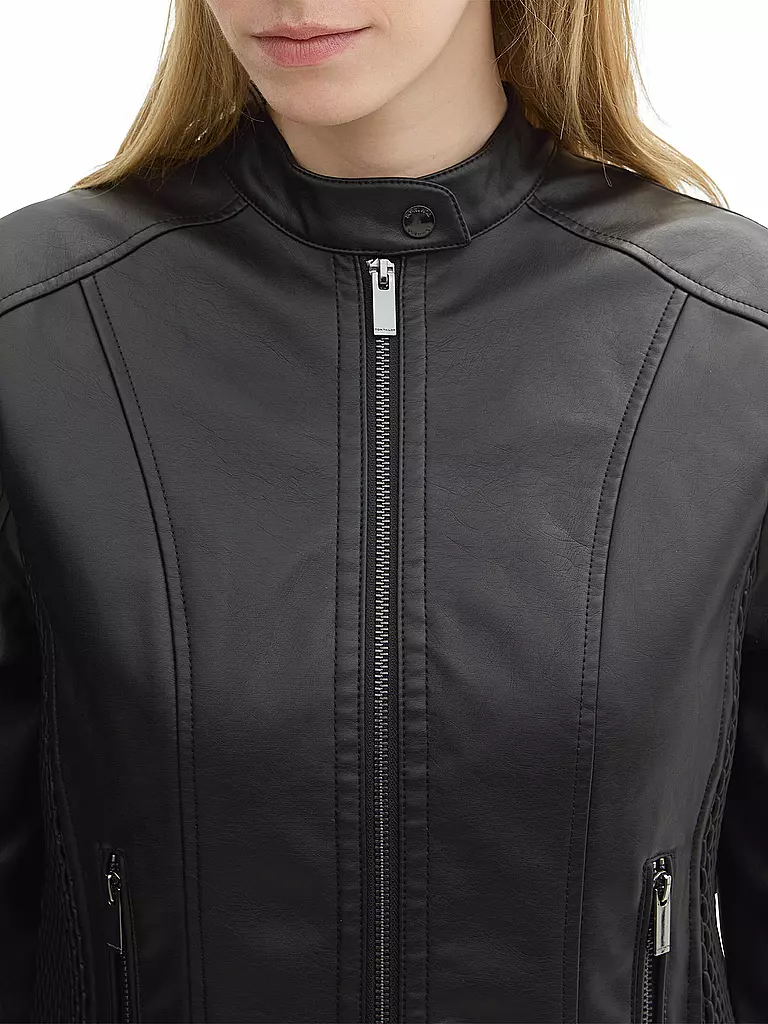 TOM TAILOR Jacke in Lederoptik schwarz