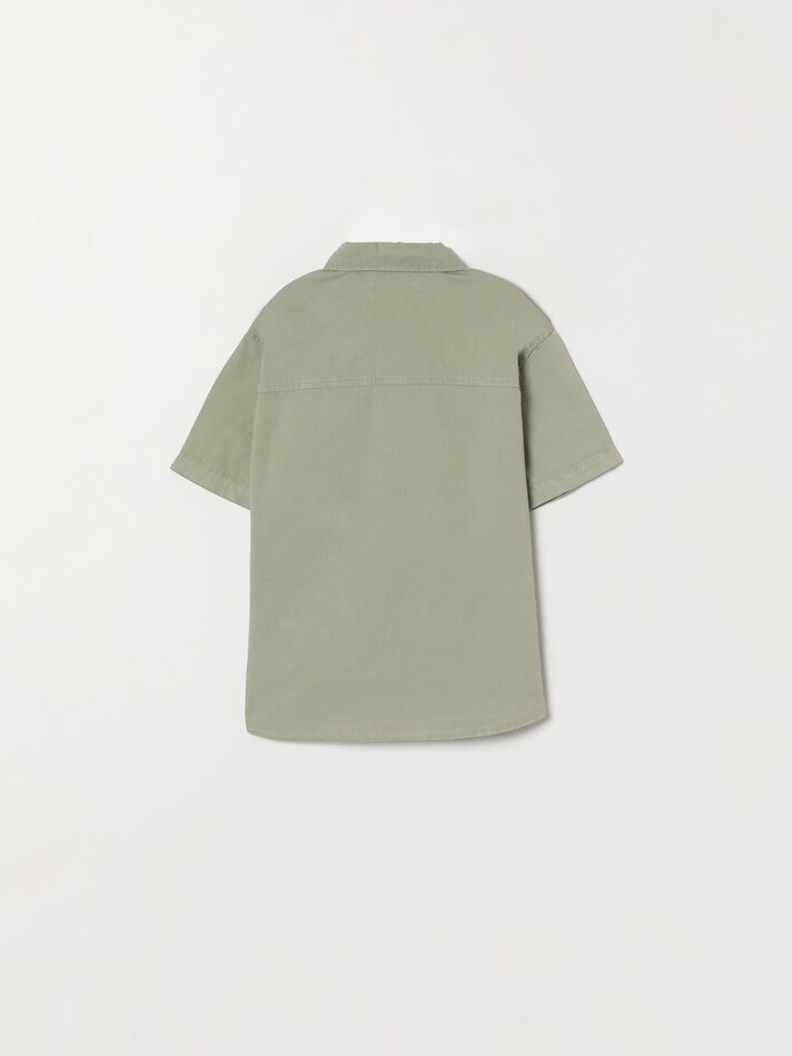 Camisa de manga curta com bolso - Verde Oliva Lavado