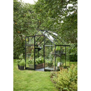 Tuinkas Royal Well Qube 66 zwart gecoat met 3mm veiligheidsglas
