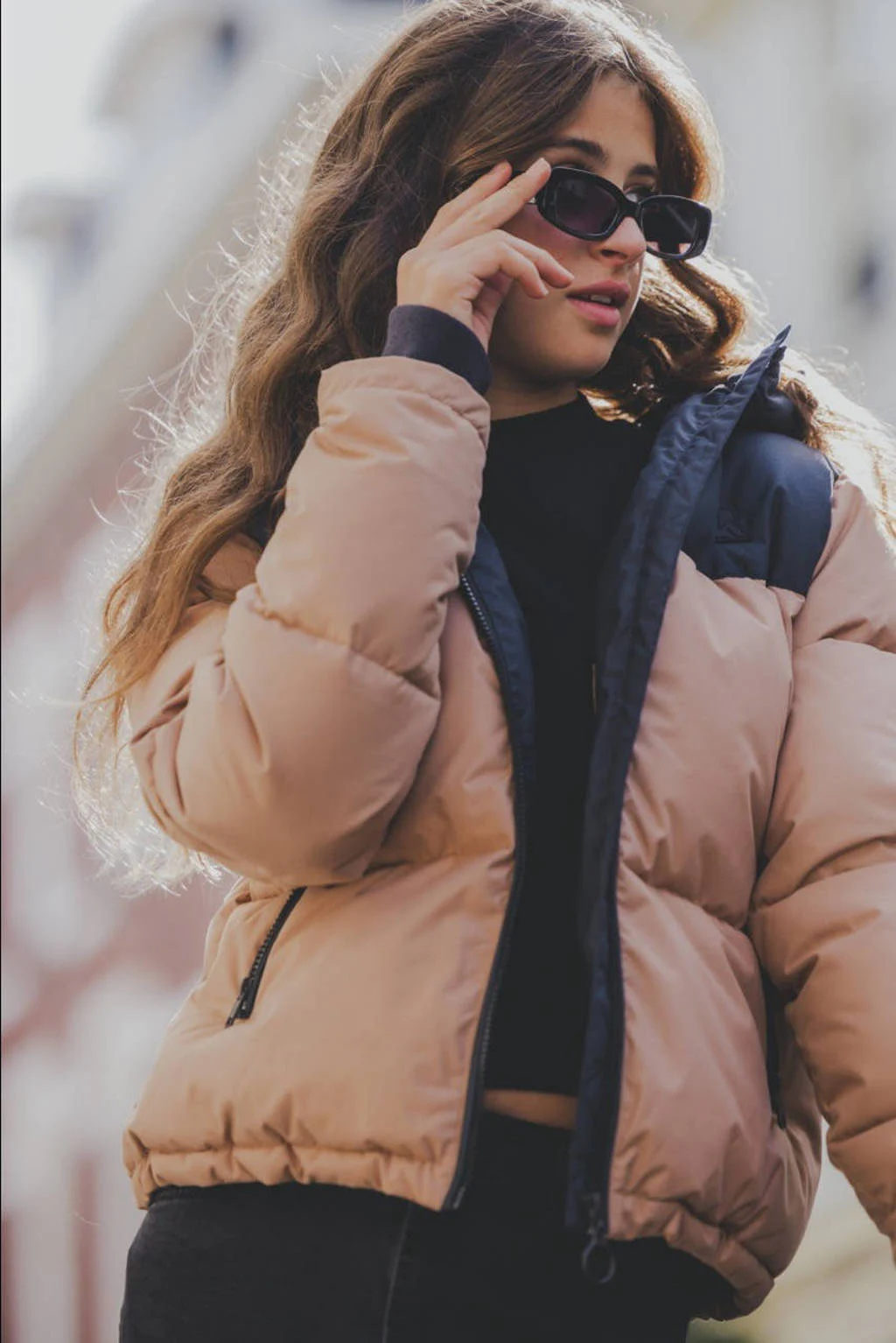 LOOXS gewatteerde jas beige/zwart