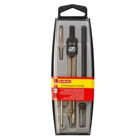 Herlitz Zirkelkasten 5-teilig schwarz in Hängepackung