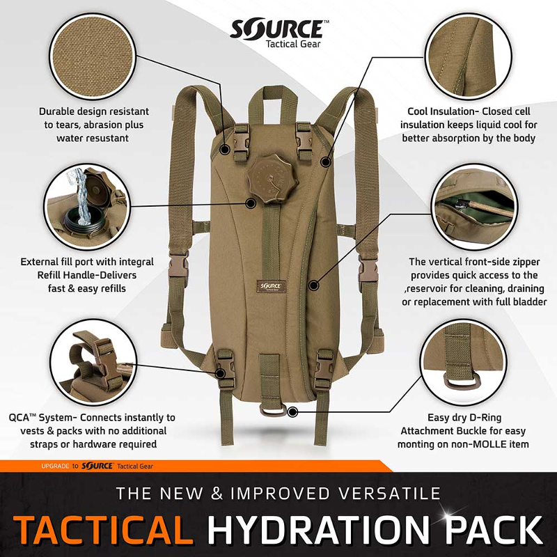 Source Tactical 3 liter zwarte rugzak met hydration pack