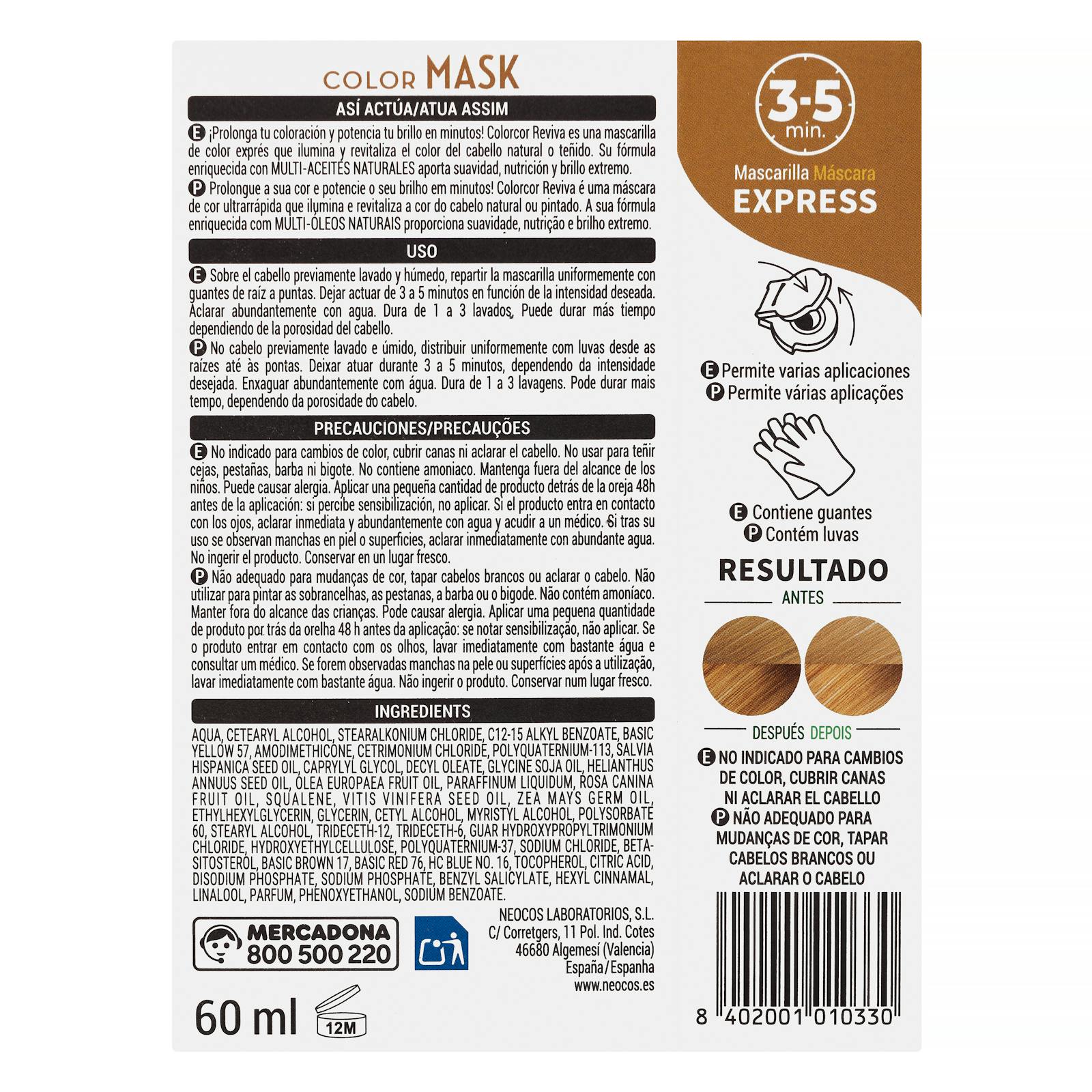 Masque colorant pour cheveux blond miel