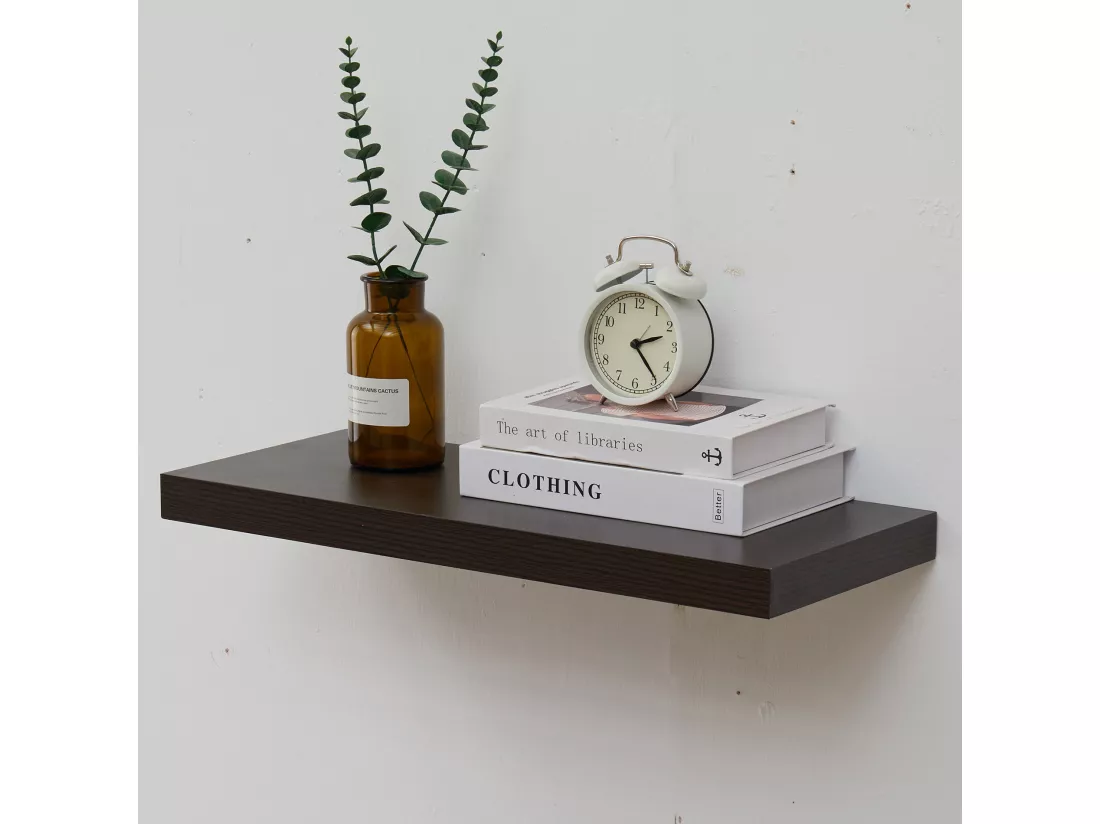 Set De 2 Etagères Murales Moderne Marron Wengè Mdf 3,8x60x25