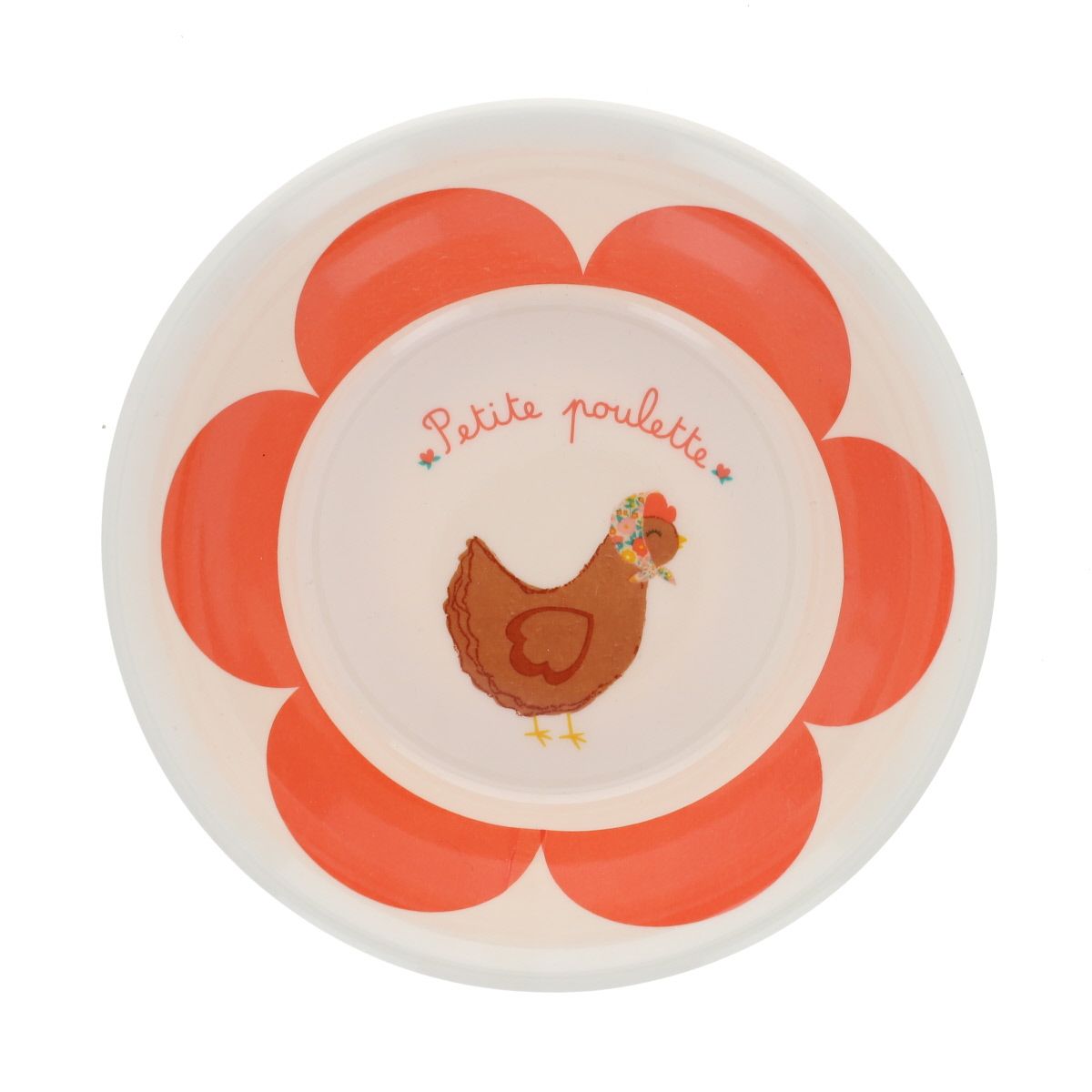 Petit bol en mélamine poule - La petite poule rousse Pause goûter