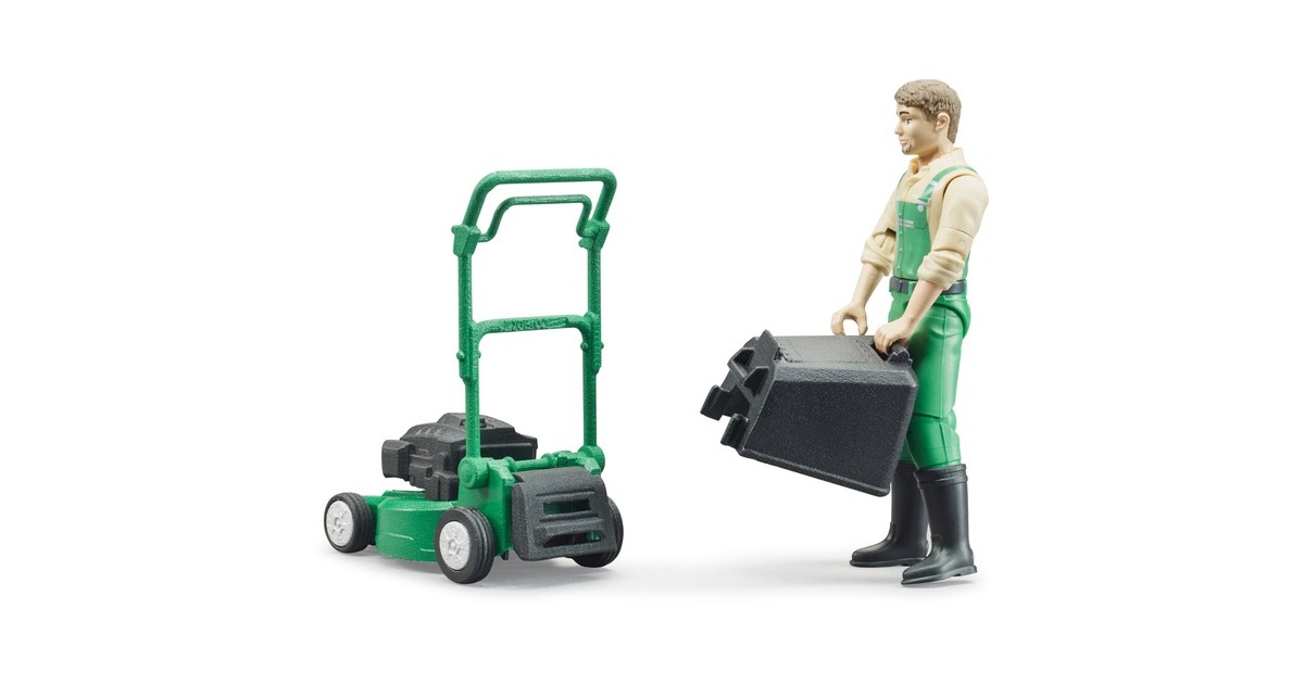 bruderbworld Tuinman met grasmaaier Speelfiguur  (62103)