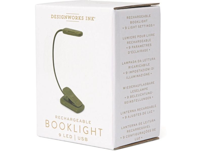 Kikkerland Leselicht Army Green Kompakte LED-Leselampe mit Clip