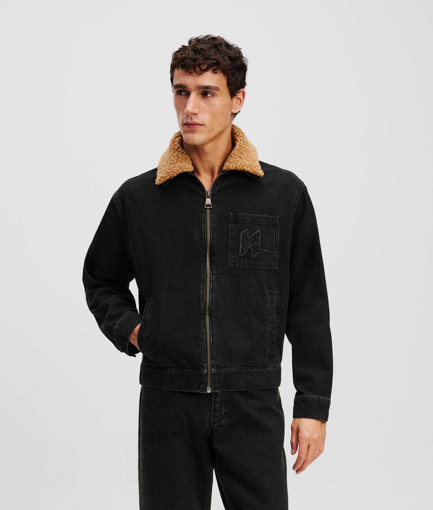 VESTE EN JEAN KL MONOGRAM - Denim gris délavé