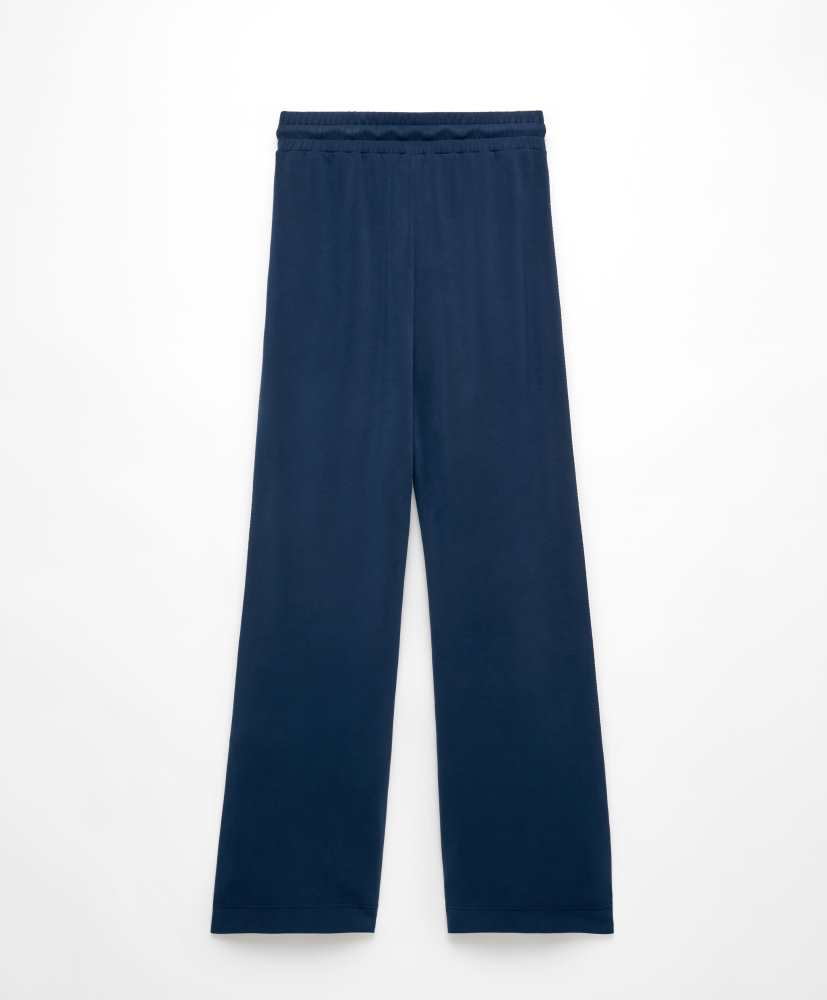 Calça flare em modal com aplique lateral