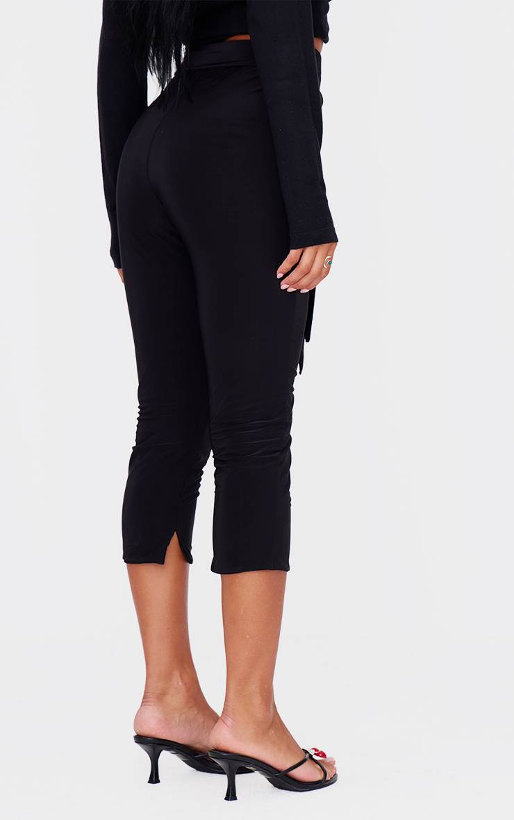 Noir Legging Capri À Taille Enveloppante Double Épaisseur