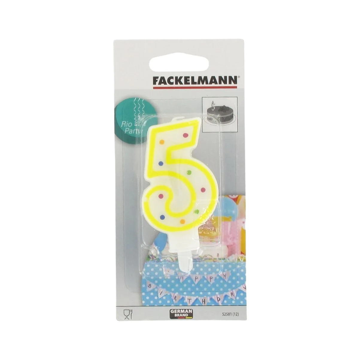 Bougie anniversaire chiffre 5 Rio Party Fackelmann