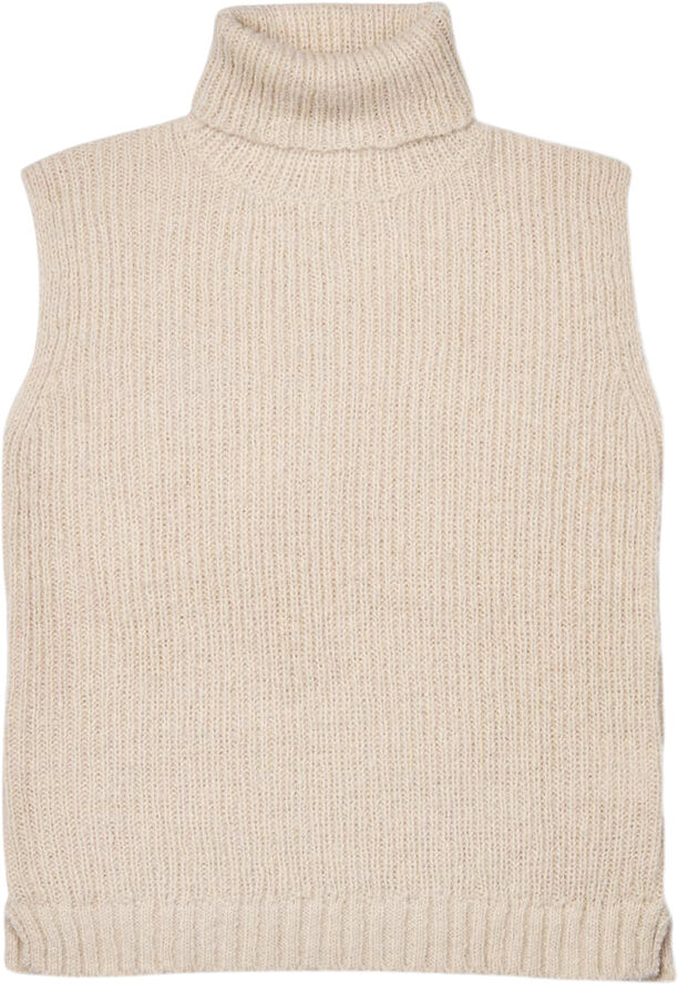Rabens Saloner Dual knit funnel neck vest - Koto Beige