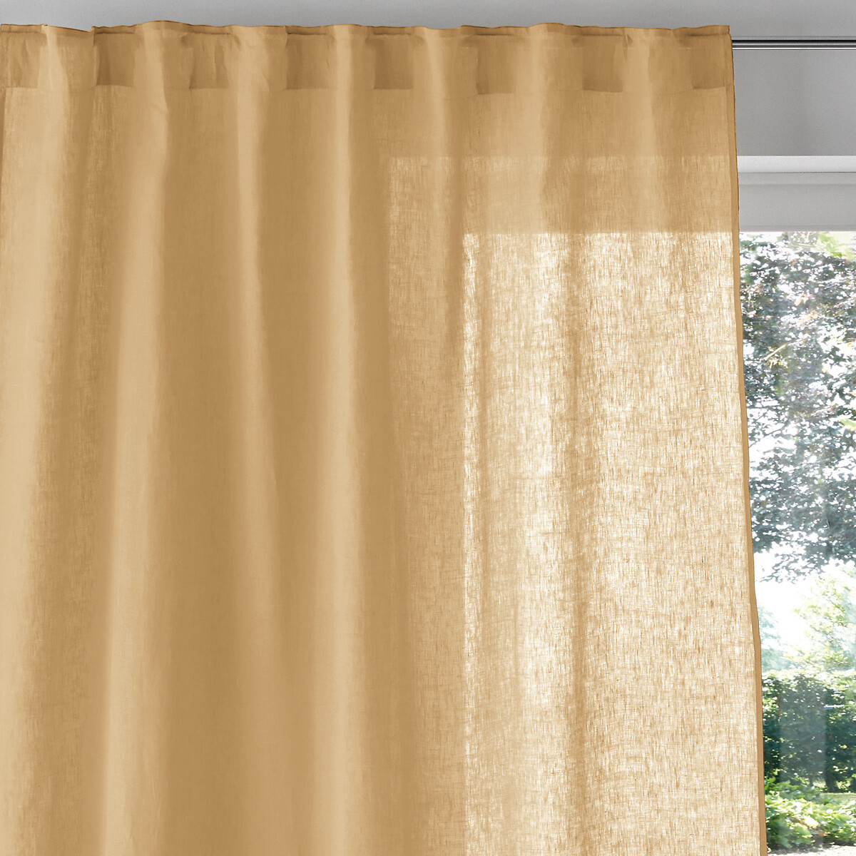 LA REDOUTE INTERIEURS<br>Cortina de linho lavado com laços ocultos Onega