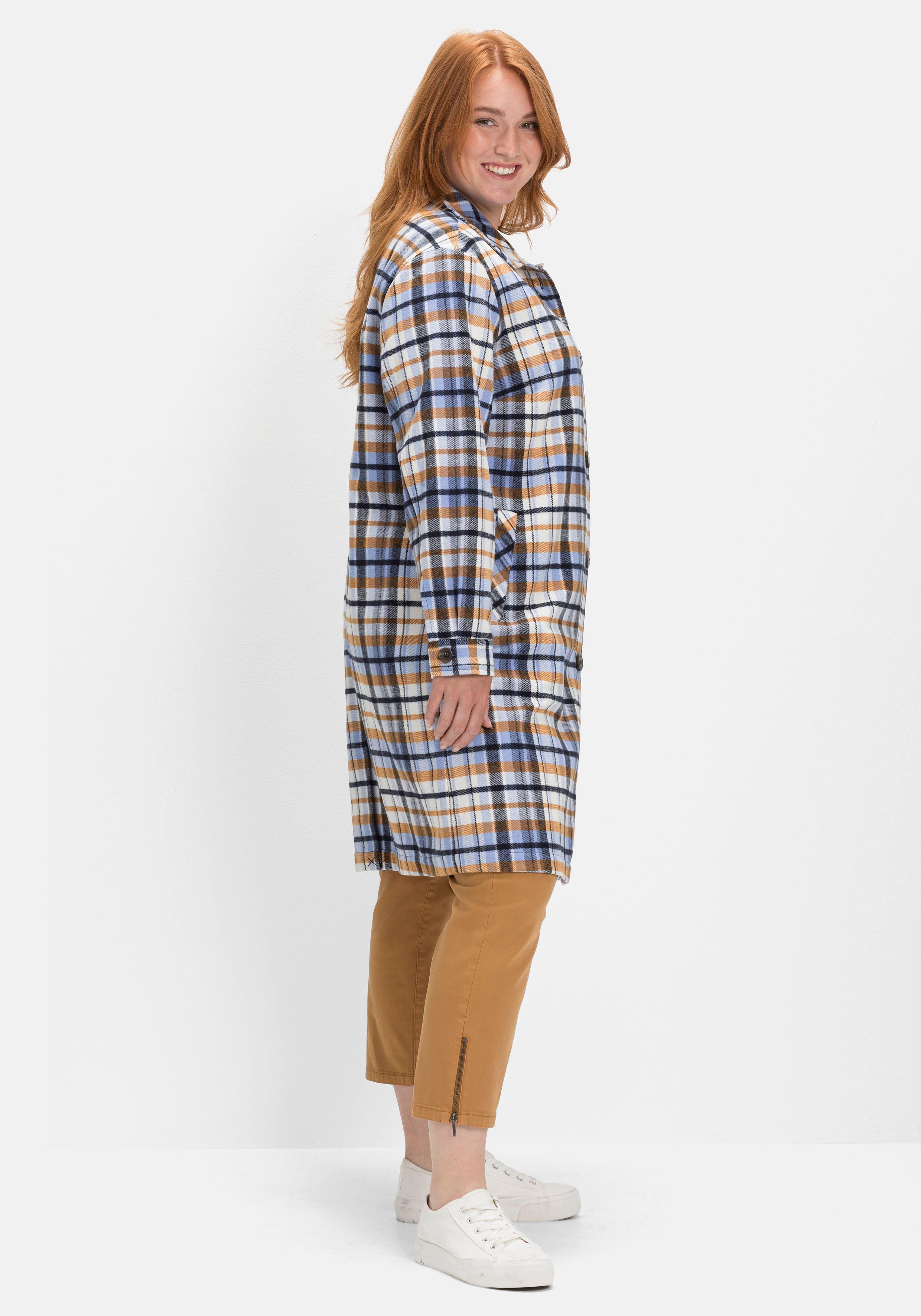 Karierter Mantel in Shacket-Optik, ungefüttert