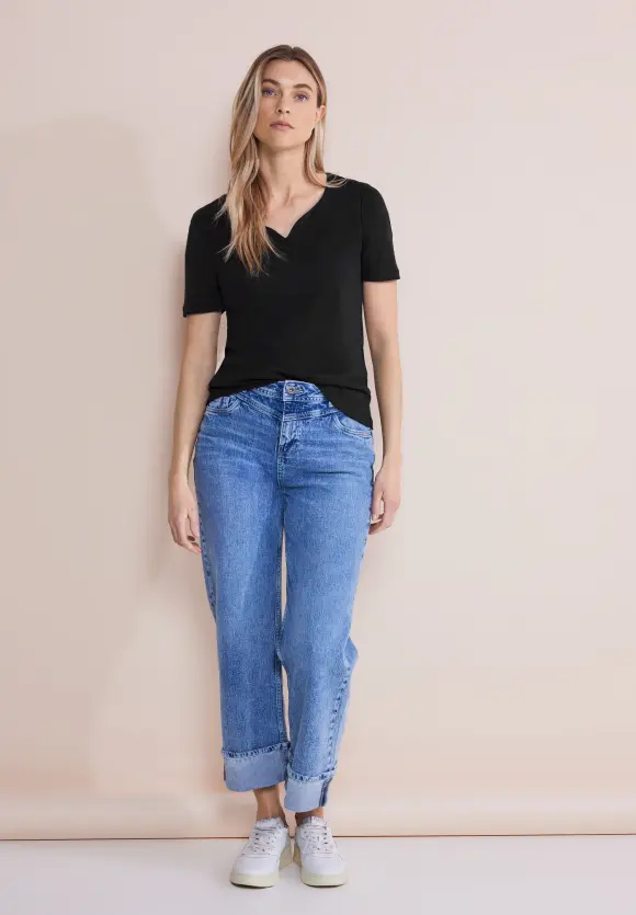 Shirt mit Herz-Ausschnitt - Black