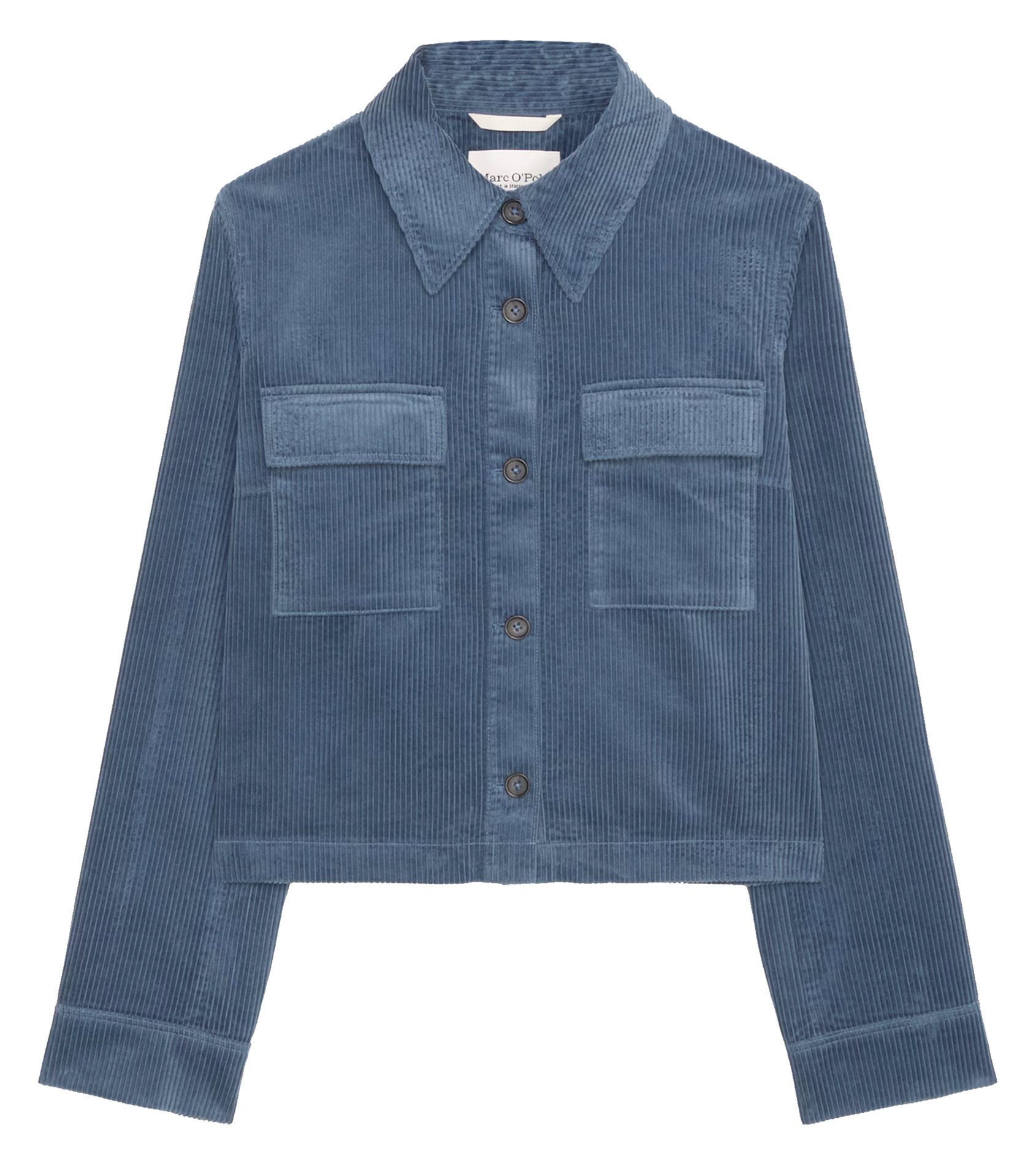 Veste col classique côtelée en coton bio | Bleu