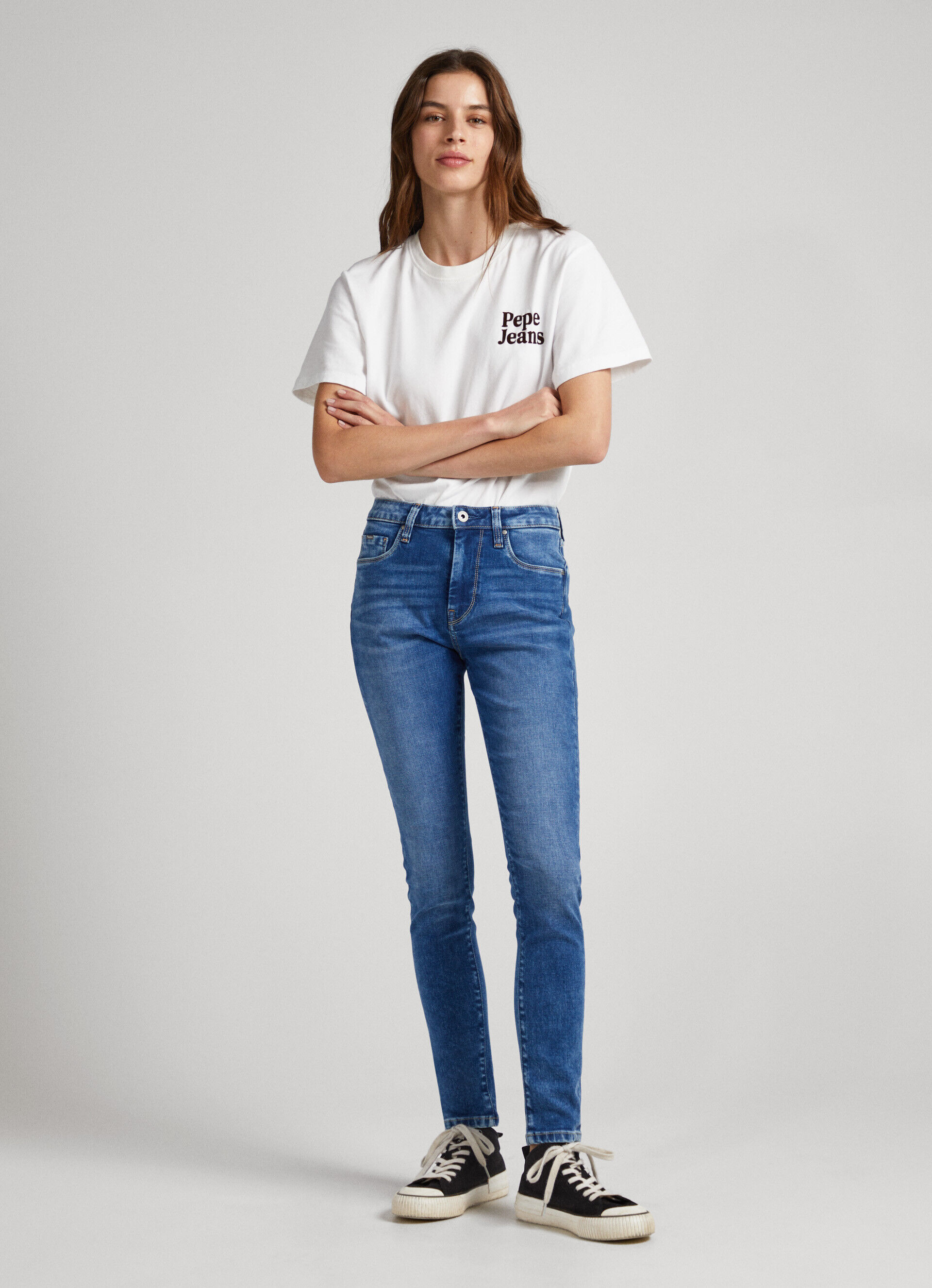 Calça jeans skinny de cintura alta estilo regent fit - jeans