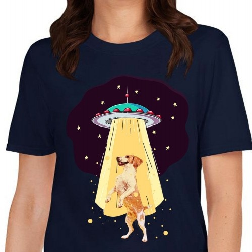Camiseta feminina Mascochula, personalizada com seu animal de estimação, azul marinho