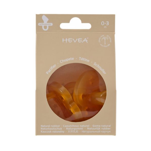 Hevea Orthodontische Fopspeen - 0-3 Mnd – 2 Stuks - Naturel