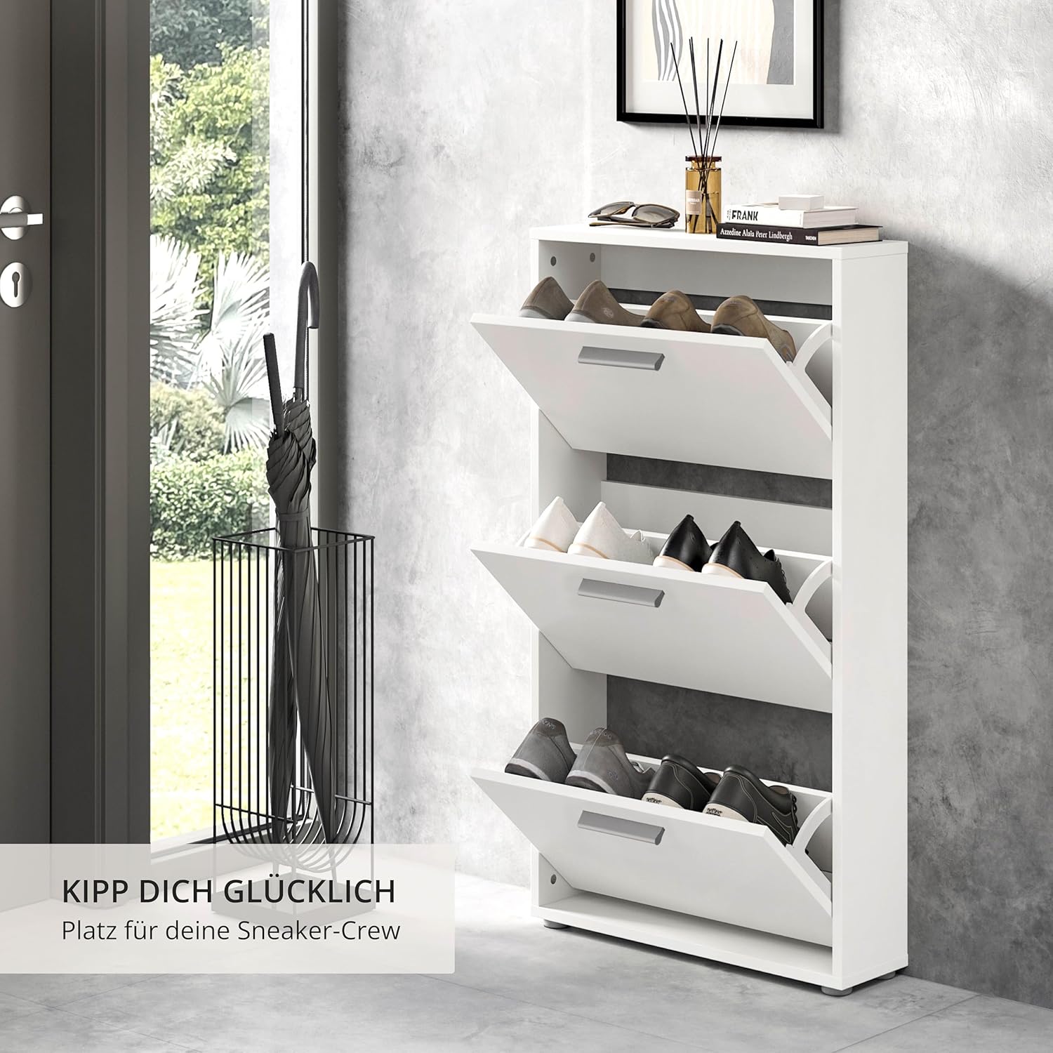 SAM Schuhkipper in Weiß - Praktisches Schuhregal Schuhschrank zur platzsparenden Aufbewahrung von Schuhen - 59 x 103 x 17 cm (B/H/T)