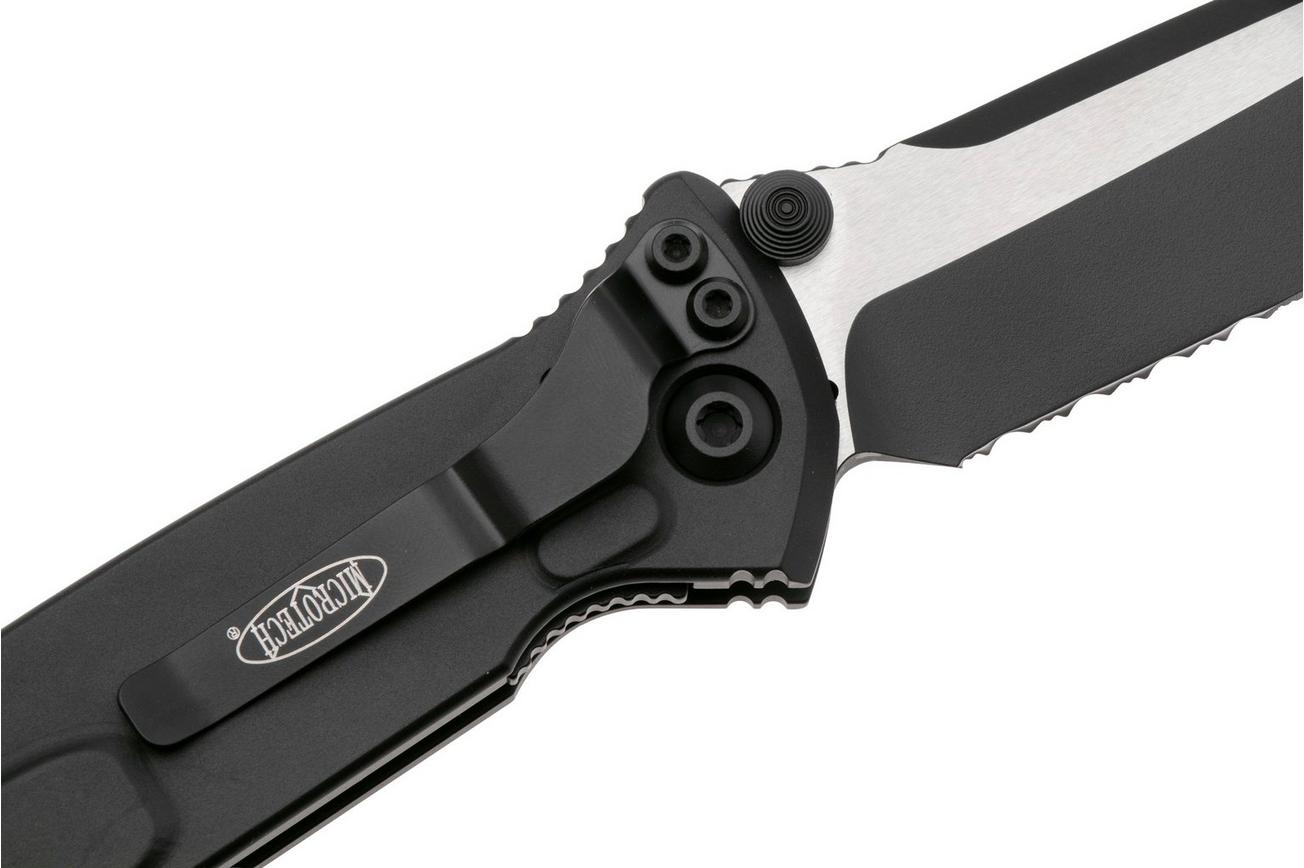 Microtech Socom Elite 161-2T, Two Tone M390 Tanto, Black Aluminum, partly serrated zakmes