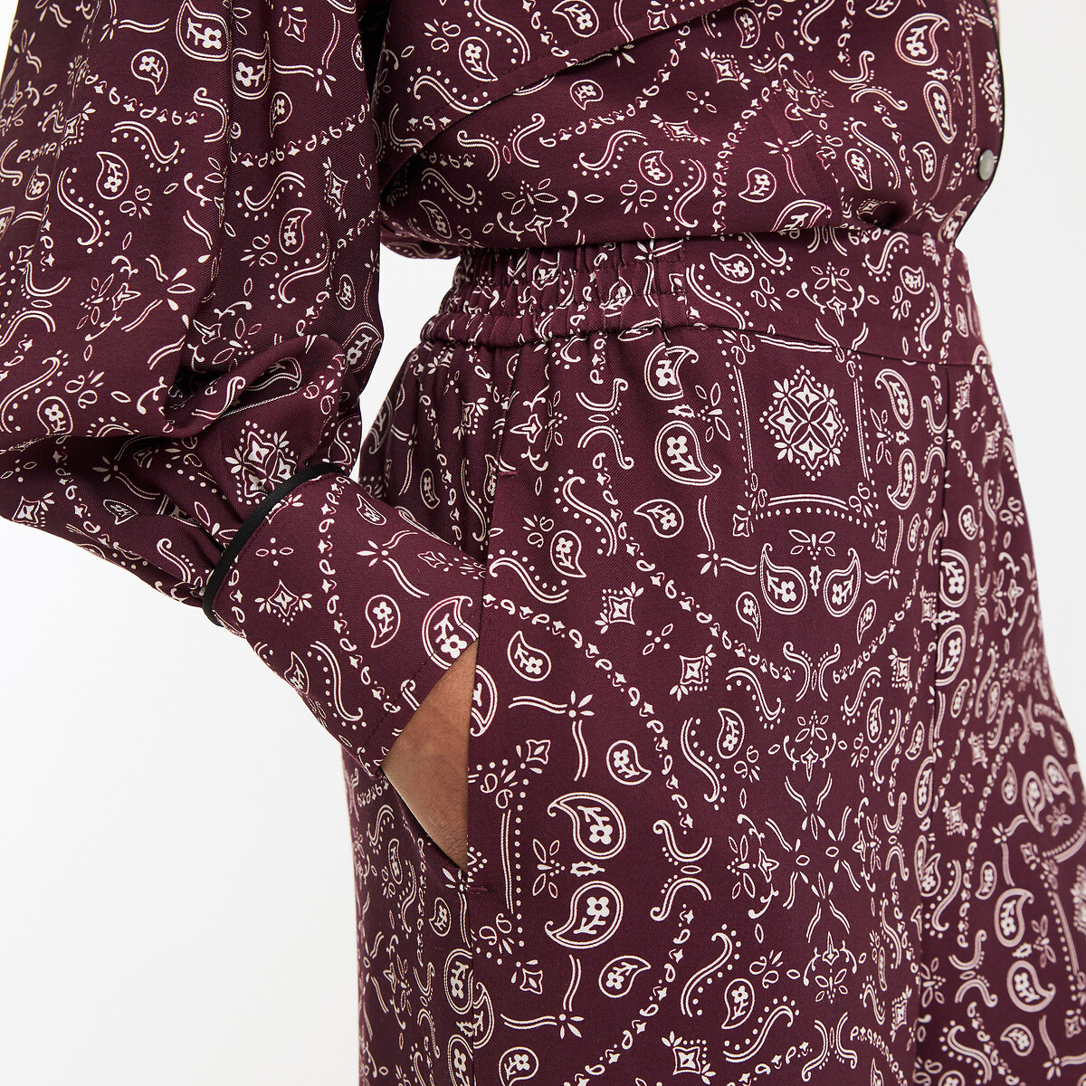 COLEÇÕES LA REDOUTE<br>Calças largas, cintura alta, estampa de cashmere