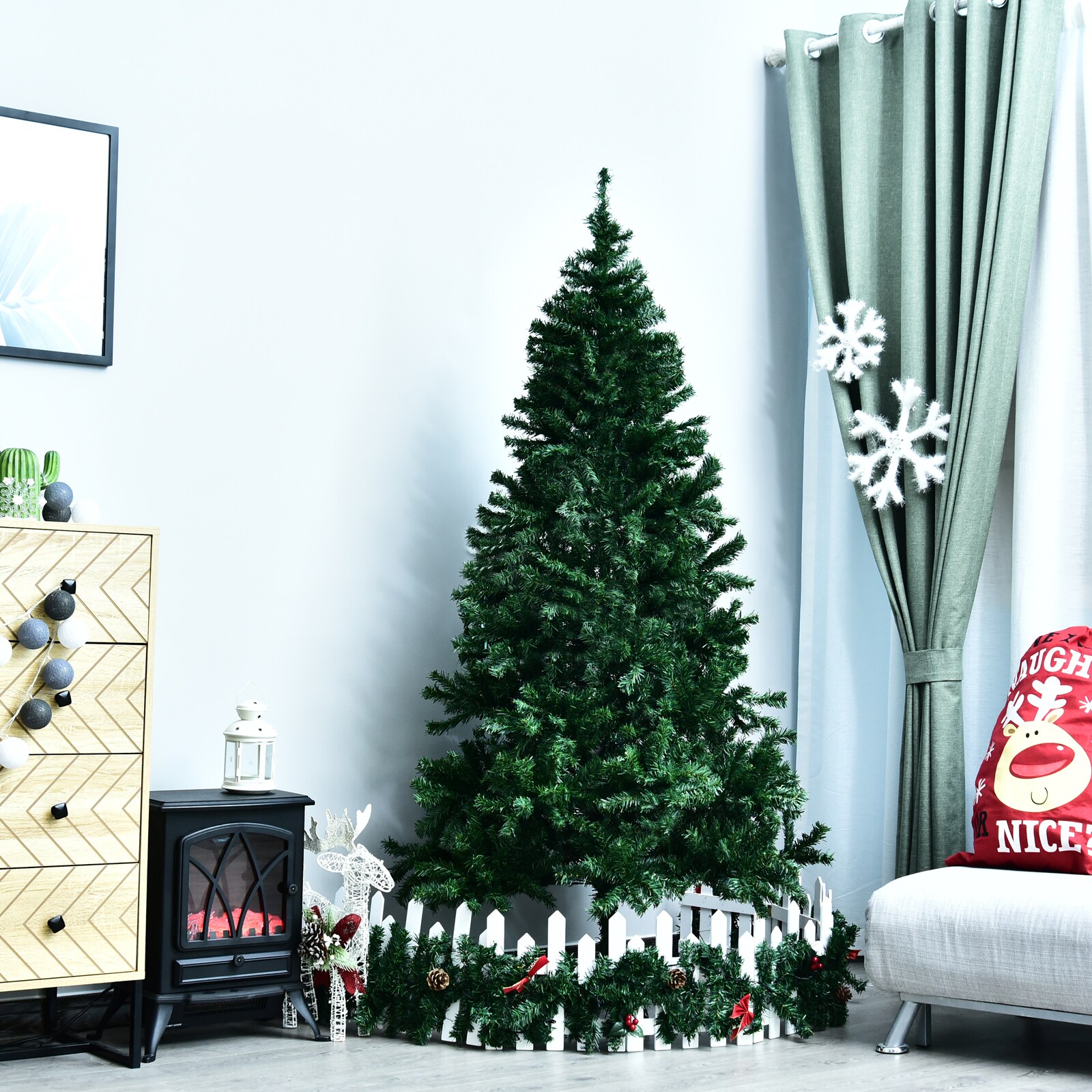 HOMCOM Künstlicher Weihnachtsbaum mit 1000 Spitzen und Standfuß grün 102 x 180 cm (ØxH)