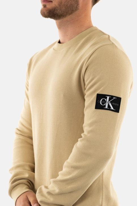 Tee shirt manches longues calvin klein jeans waffle rae pale khaki