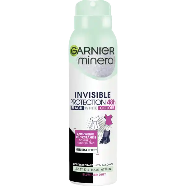 Deospray Invisible Protection 48H Black, White & Colors